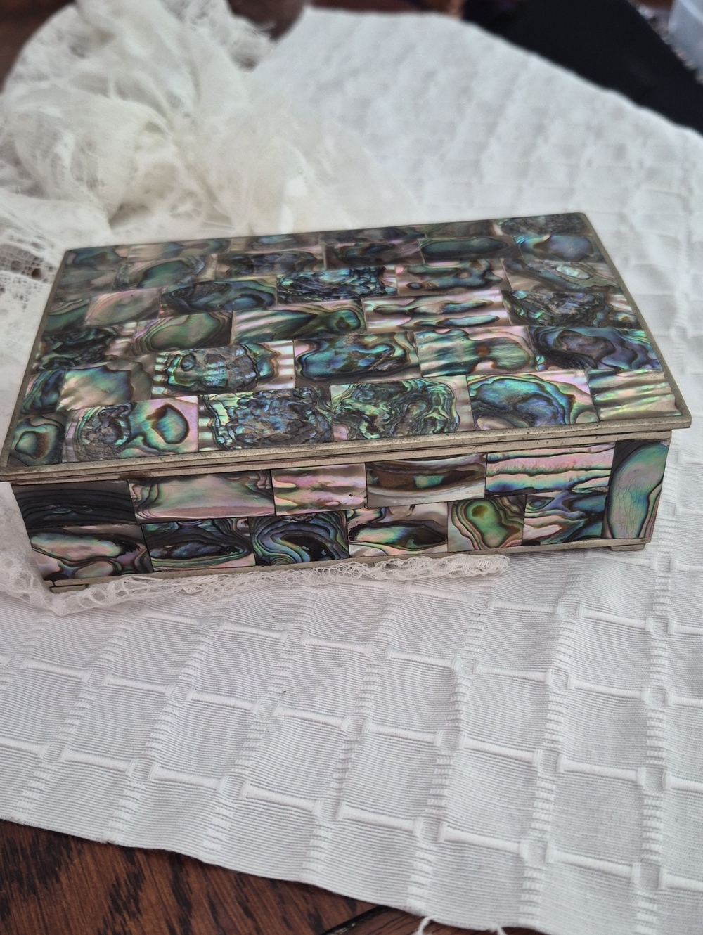 Vintage Silver And Mother Of Pearl/Abalone Box - Picture 2 of 11